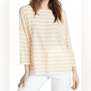 Vince Cashmere Wool Blend Sweater Top Peach and White Stripes Small